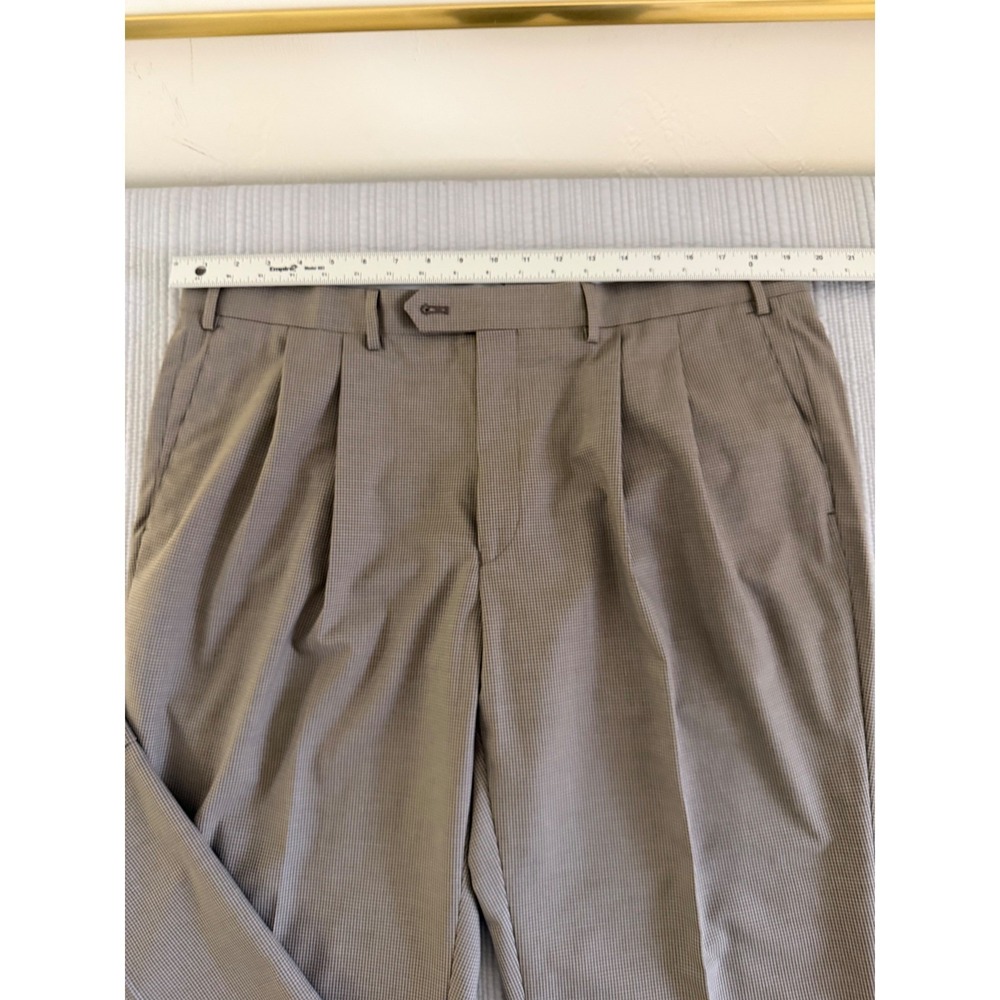 Ralph Lauren Mens Size 38/30 Brown Houndstooth Pleated Cuffed Dress Pants Slacks - Picture 7 of 16